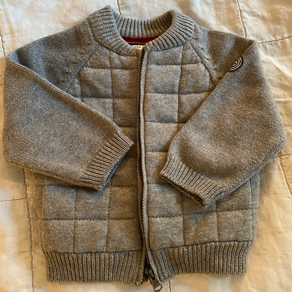 2 Zara knitwear 3-6mo cardigans in grey and navy